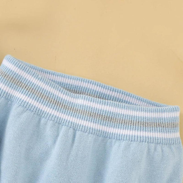 Conjunto de roupas para bebês recém-nascidos, malha de algodão, pulôver infantil para meninas, gola virada para baixo + shorts, verão, meninos, suéter + calças, 0-18 meses