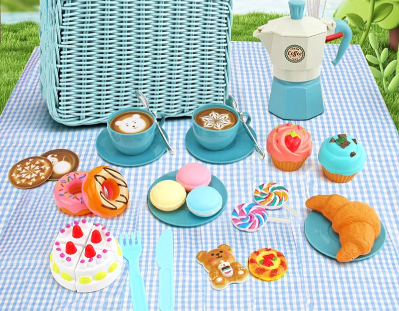 Pretend Play Kitchen Food Set For Girls, Chá da Tarde, Simulação, Sobremesa, Lanche, Café, Jogos de Festa, Casa, Brinquedos Infantis, Piquenique