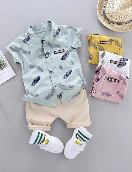 Bebê com estampa de penas manga curta, camisa verão, bebê de 0 a 3 anos