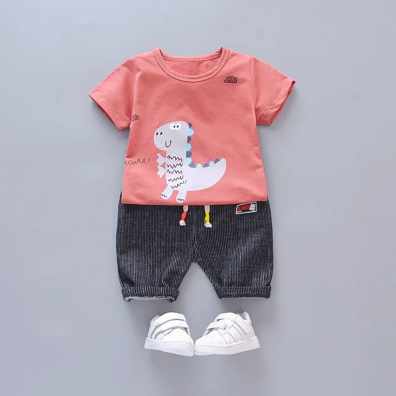 Conjunto de t-shirts e calções infantis, roupa de bebé menina, fatos de treino infantis, fato casual infantil, verão, novo, 2 peças