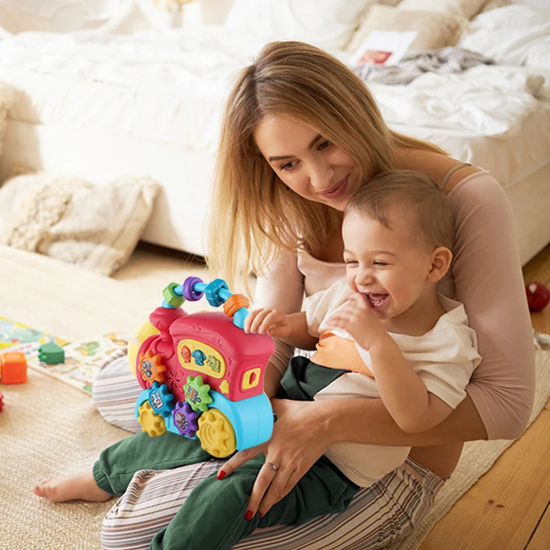 KENLUMO Brinquedos de trem musical para crianças, criança infantil, luz do flash, fivela de várias formas, 1 ano, menino, menina, 6-18 meses