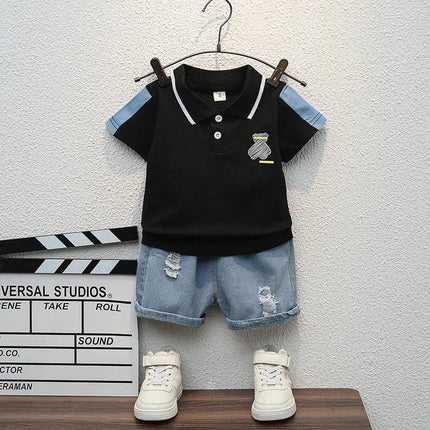 Conjunto de t-shirts e shorts infantis, roupas de bebê, roupas de treino infantis, roupas infantis, casual, verão, novo, 2 peças por conjunto