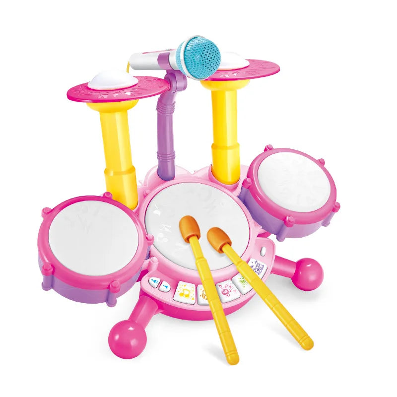 Conjunto de Bateria Musical para Crianças, Instrumentos Educativos, Brinquedos para Crianças e Meninas, Microfone, Atividades de Aprendizagem, Presentes para Crianças de 1 a 3