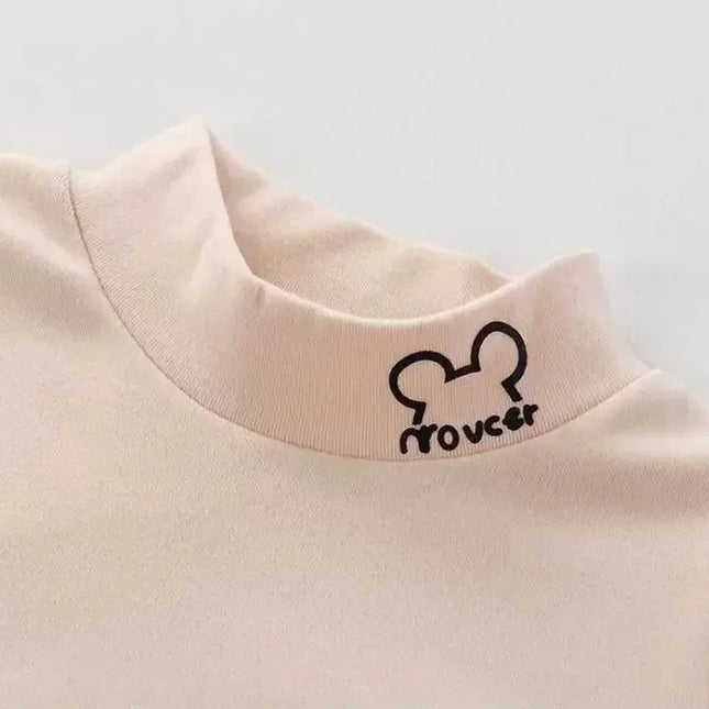 Camisetas infantis de gola alta de lã quente, tops de manga comprida, camisas de assentamento, camisetas sólidas para crianças, meninos, meninas, outono, inverno