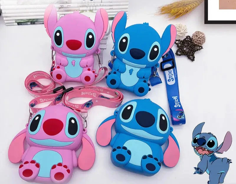 Disney-Lilo e Bolsa de Ombro Stitch para Crianças, Bolsa Silicone, Figura Anime dos Desenhos Animados, Acessórios Fashions, Bolsa Feminina, Presente