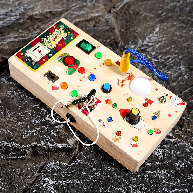 Crianças educação precoce brinquedos eletrônico led luz bebê sensorial ocupado placa montessori para a criança presentes de natal