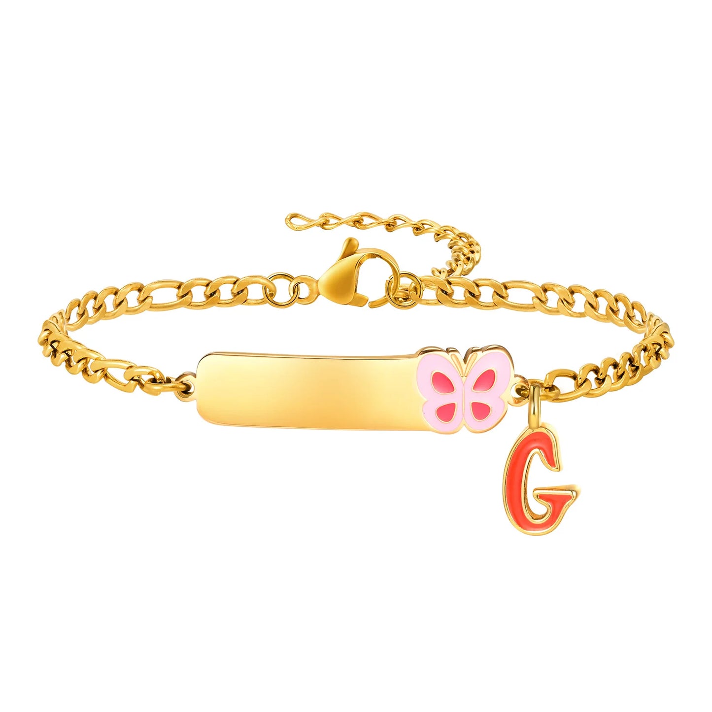 Pulseiras com pingentes iniciais Vnox A-Z para bebês meninas, pulseiras com identificação de data de aniversário com nome personalizado, presente de batismo de aço inoxidável antialérgico