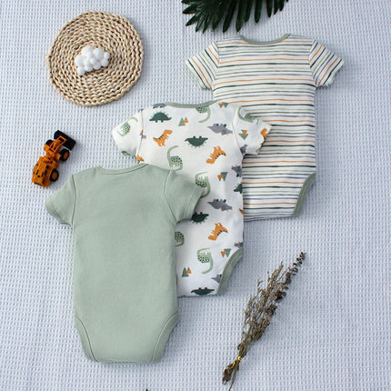 Conjunto de 3 Body Bebê Verão - Dinossauro e Listras