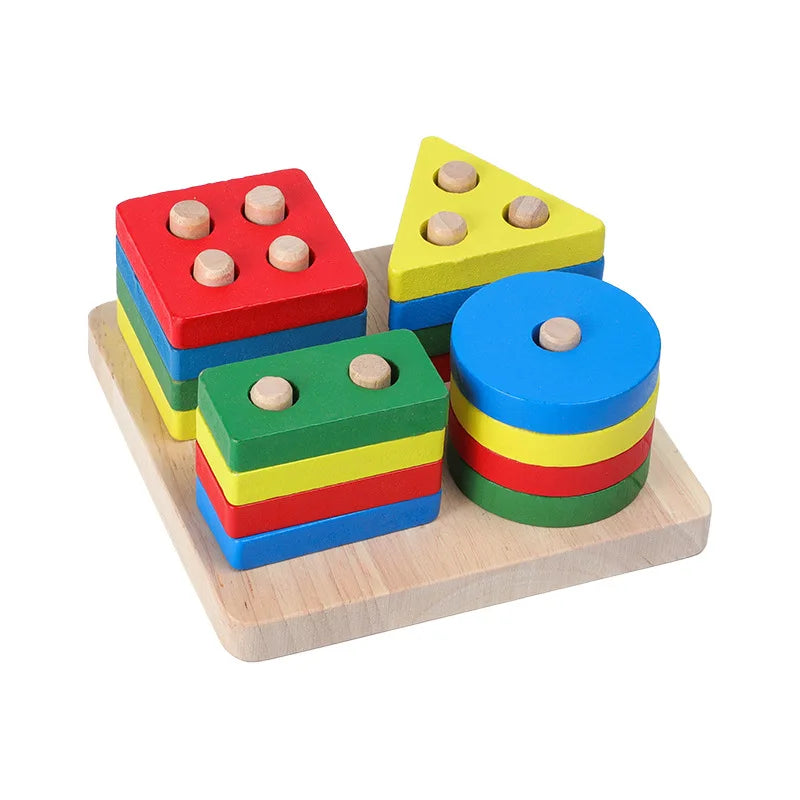 Montessori brinquedos de madeira para crianças, blocos coloridos Macaron, aprendendo brinquedo, música do bebê chocalhos, gráfico, quente