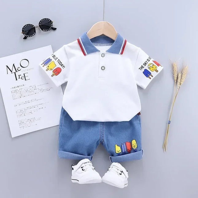 Crianças roupas mãe crianças conjuntos de crianças meninos camiseta shorts verão algodão manga curta moda suit2pcs