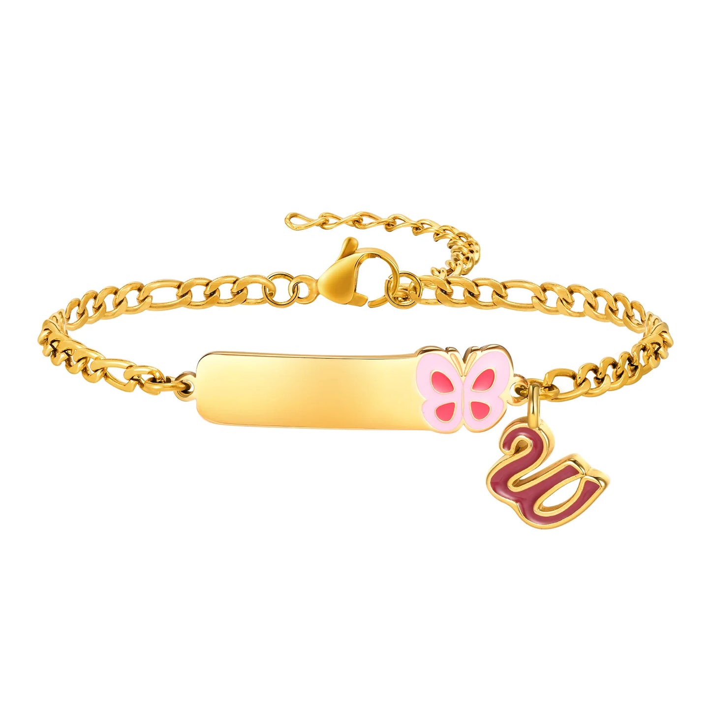 Pulseiras com pingentes iniciais Vnox A-Z para bebês meninas, pulseiras com identificação de data de aniversário com nome personalizado, presente de batismo de aço inoxidável antialérgico