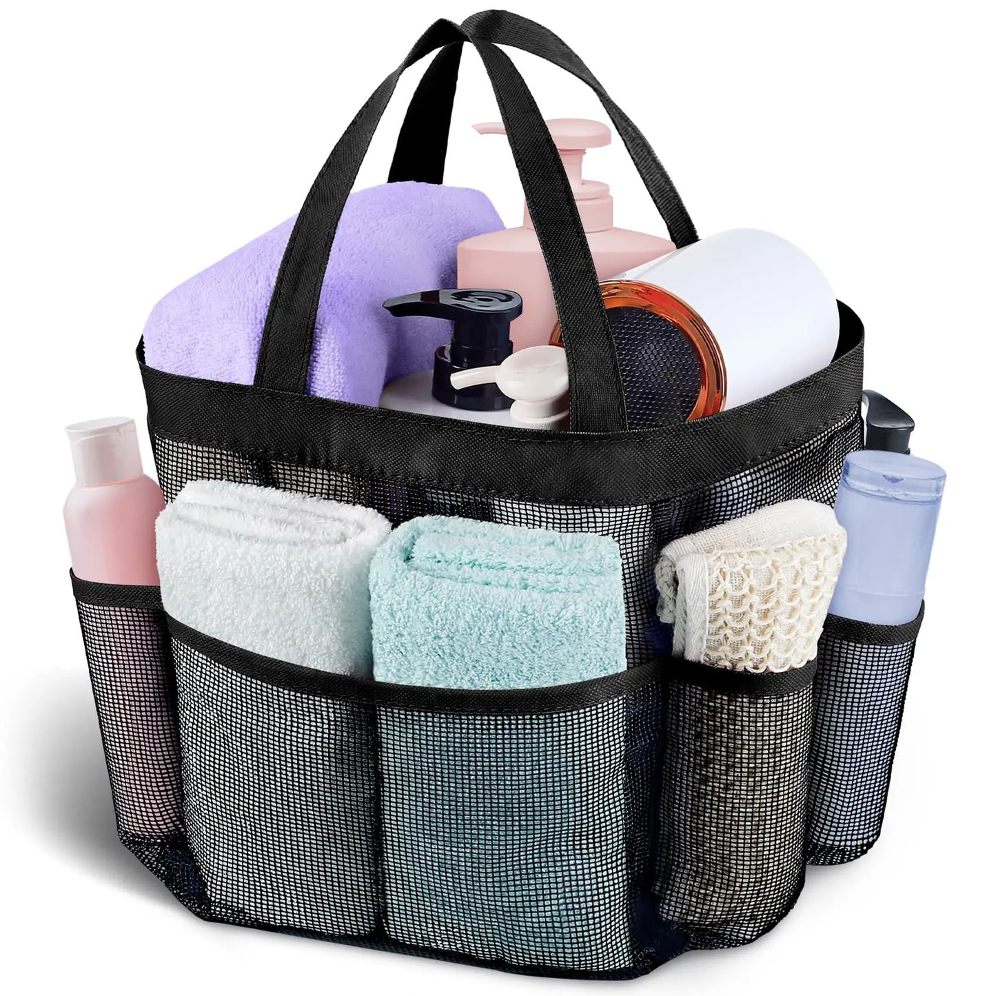 Caddy De Chuveiro De Malha Para Dormitório Universitário, Cesta De Chuveiro De Viagem Portátil, Sacola para Meninas e Meninos, Necessidades com 8 Bolsos