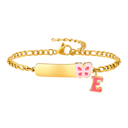 Pulseiras com pingentes iniciais Vnox A-Z para bebês meninas, pulseiras com identificação de data de aniversário com nome personalizado, presente de batismo de aço inoxidável antialérgico