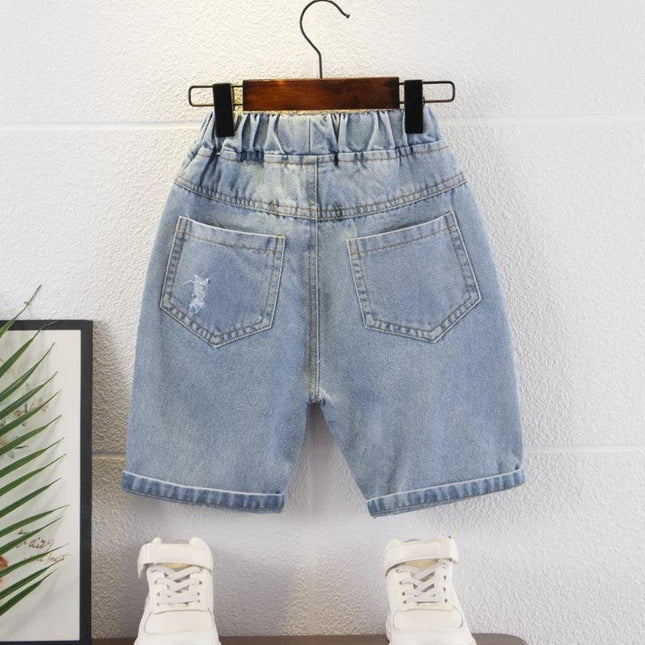 Shorts jeans para meninos, calças finas para bebê, calças de verão, elegantes, soltas, nova tendência