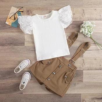 Conjuntos de verão de algodão feminino, Top e macacão, Fatos de bebé Little Princess, Roupa de criança, 2 anos, 3 anos, 4 anos, 5 anos, 6 anos, 2024