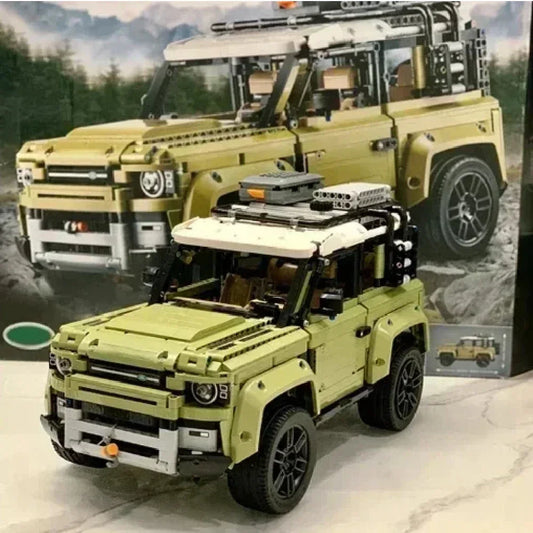 Blocos de construção de colecionador Rover Defender Set, modelo clássico carro Off Road, ideias presentes para entusiastas Dirt Bike