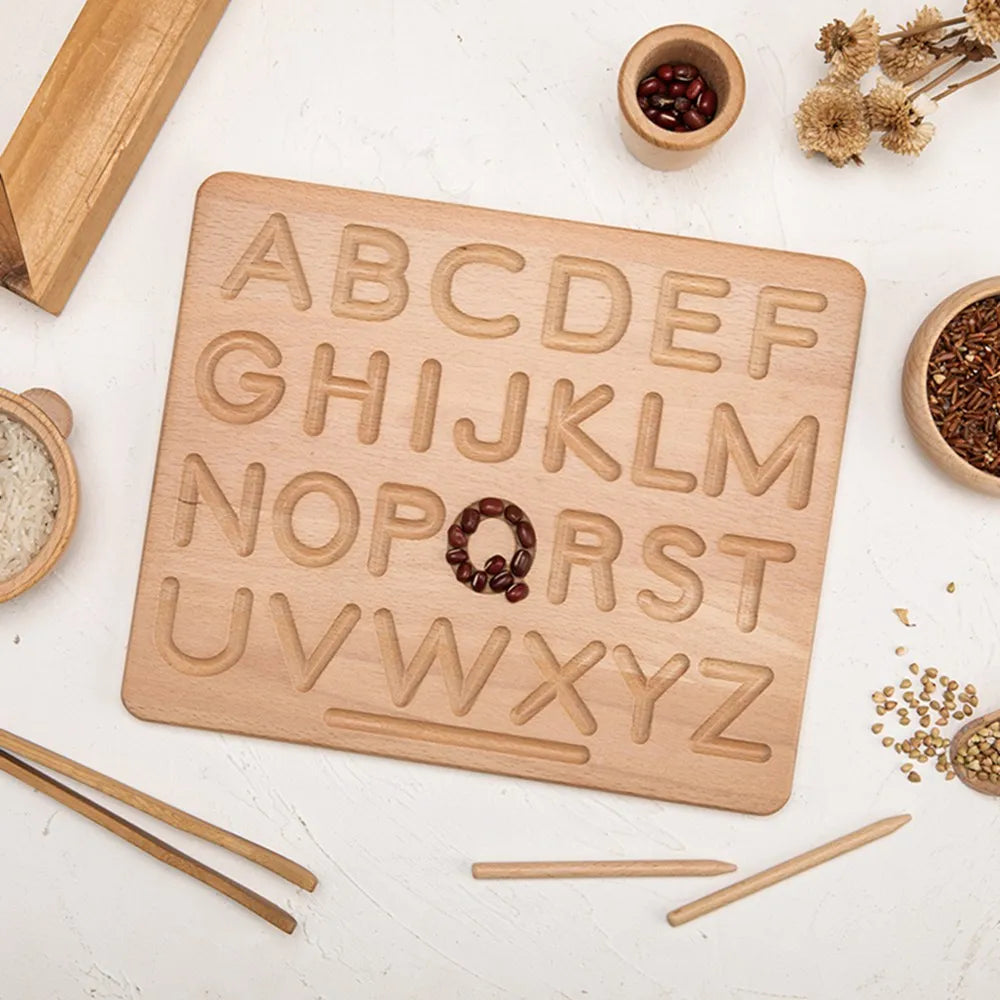 Double Sided Montessori Tracing Board, Brinquedo De Madeira, Maiúsculas e Letras Minúsculas, Número, Jogo Educativo, Produto Toy