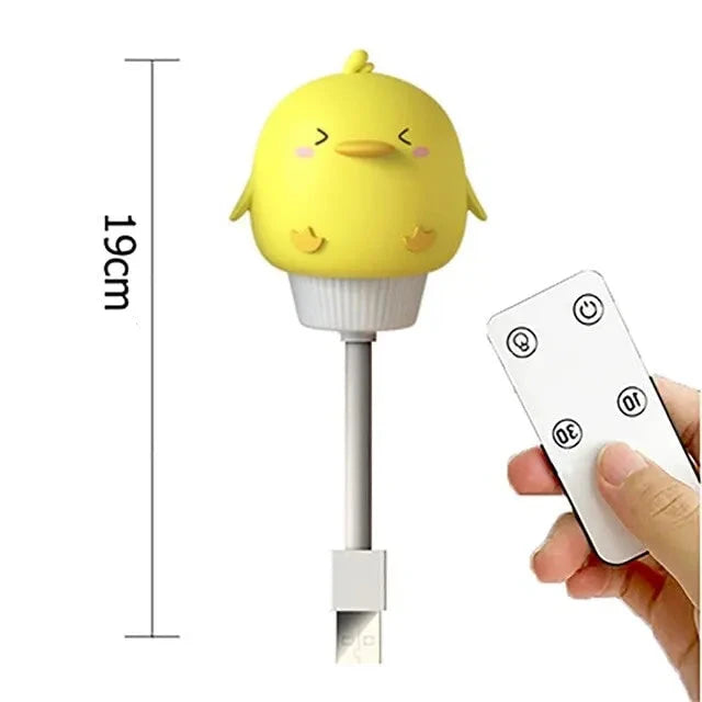 LED USB Night Light para crianças, lâmpada bonito dos desenhos animados, urso, pintinho, gatinho, controle remoto, bebê, criança, decoração do quarto, cabeceira