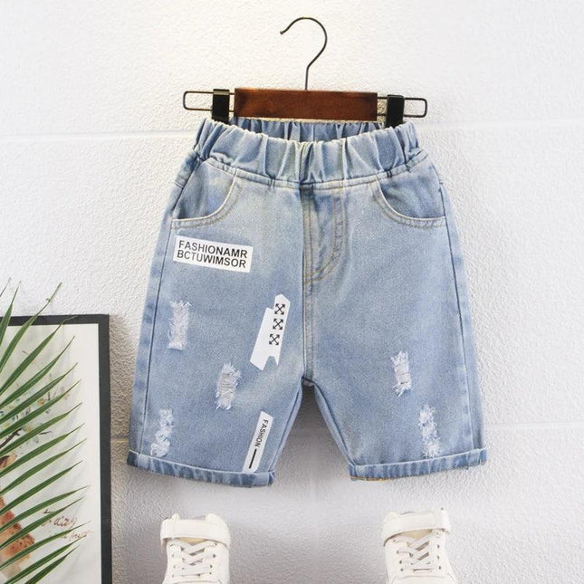 Shorts jeans para meninos, calças finas para bebê, calças de verão, elegantes, soltas, nova tendência