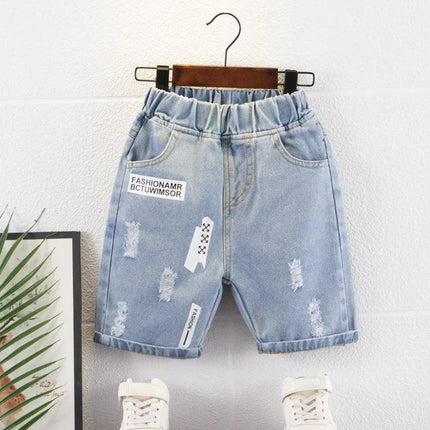 Shorts jeans para meninos, calças finas para bebê, calças de verão, elegantes, soltas, nova tendência