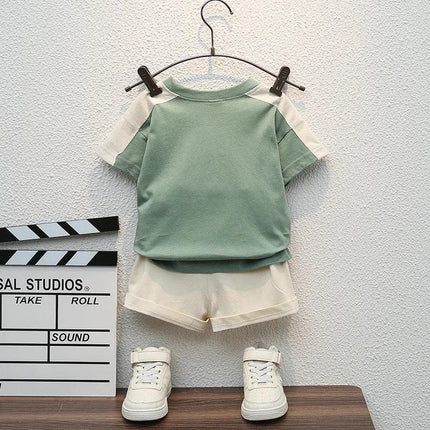 Baby Boys Cotton Letter Printing T-shirt e Tooling Shorts Set, roupas infantis, agasalho infantil, roupas da moda, verão, novo, 2pcs
