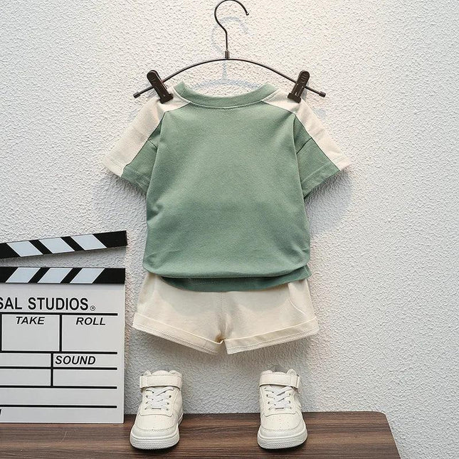 Baby Boys Cotton Letter Printing T-shirt e Tooling Shorts Set, roupas infantis, agasalho infantil, roupas da moda, verão, novo, 2pcs