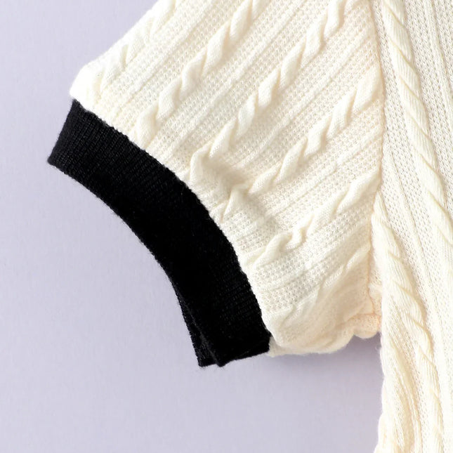 Camisa com colarinho polo masculino, terno simples para bebê, combinando cores, casual e solto, estilo universitário, senso de design, moda, verão