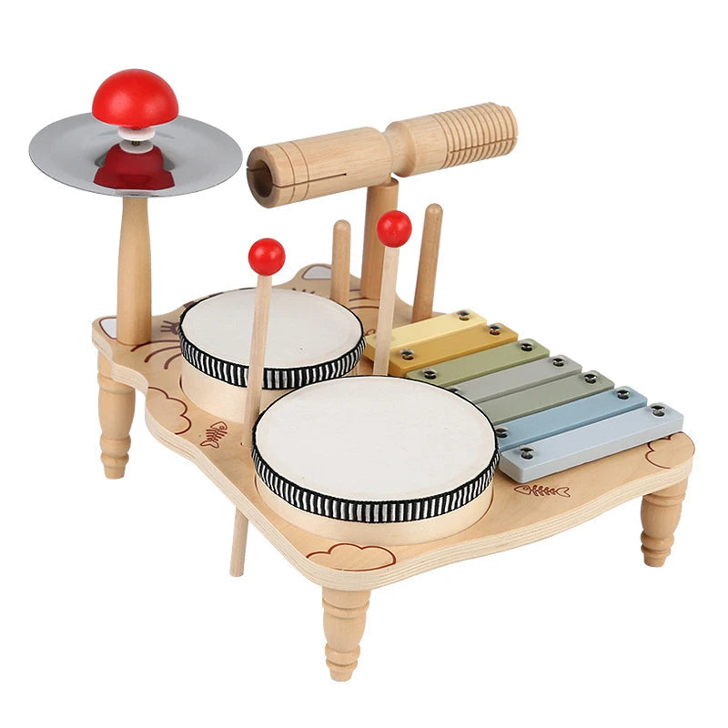 Tambor de madeira do bebê, Instrumento Musical, Brinquedos de percussão, Xilofone 8-Tone, Piano, Aprendizagem Paroquial, Ritmo Pré-Escolar, Brinquedo Educativo