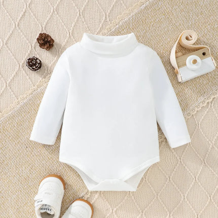 Roupas de veludo monocromáticas para bebês, confortáveis e quentes, manga comprida, gola alta, triângulo simples, roupas casuais, 3 peças, outono e inverno