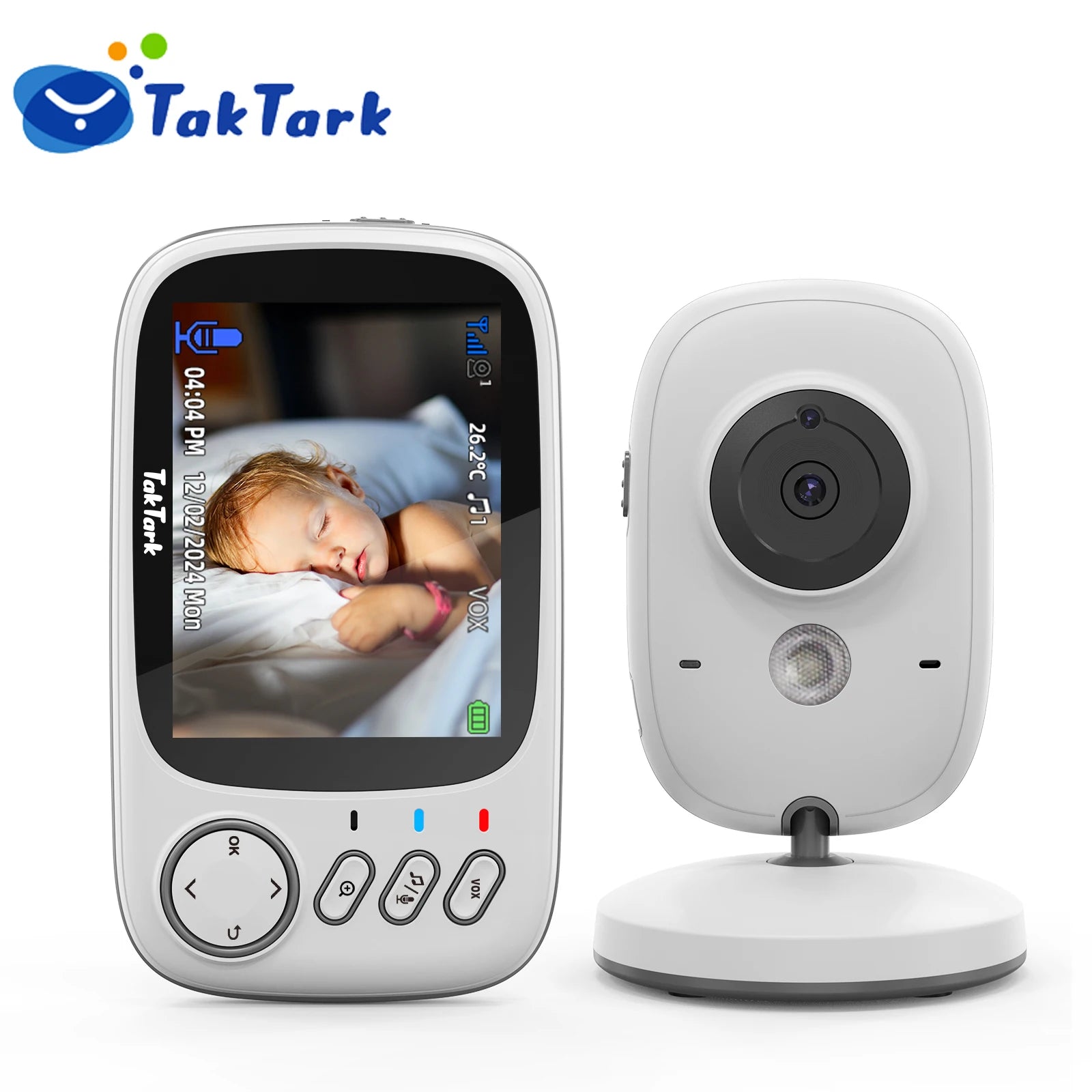 Taktark 3.2 Polegada monitor de bebê de vídeo sem fio visão noturna automática intercomunicador bidirecional monitoramento de temperatura câmera de vigilância babá