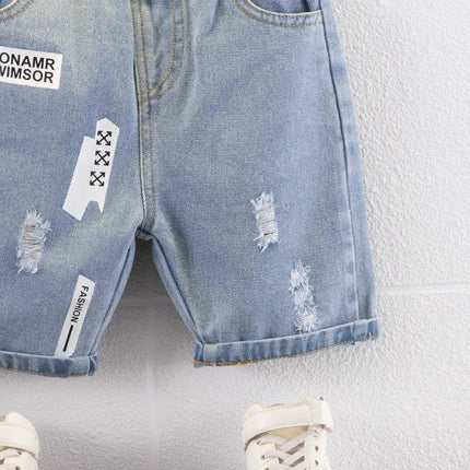 Shorts jeans para meninos, calças finas para bebê, calças de verão, elegantes, soltas, nova tendência