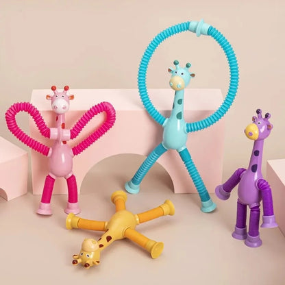 Natal Ventosa Brinquedos para Crianças, Tubos Pop, Alívio do Estresse, Telescópico Girafa, Montessori Brinquedo Educacional Aprendizagem, Presente Kids