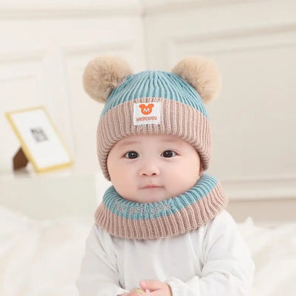 1 conjunto de chapéu de bebê cachecol conjunto urso quente malha crianças chapéu de inverno boné infantil da criança crianças chapéu meninos meninas gorro de crochê 1-5y