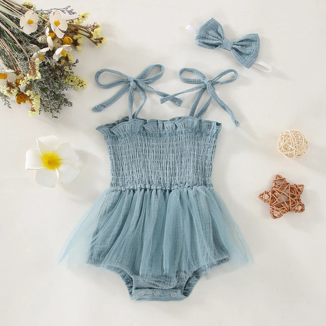 Conjunto Bebê Romper com Faixa de Cabelo