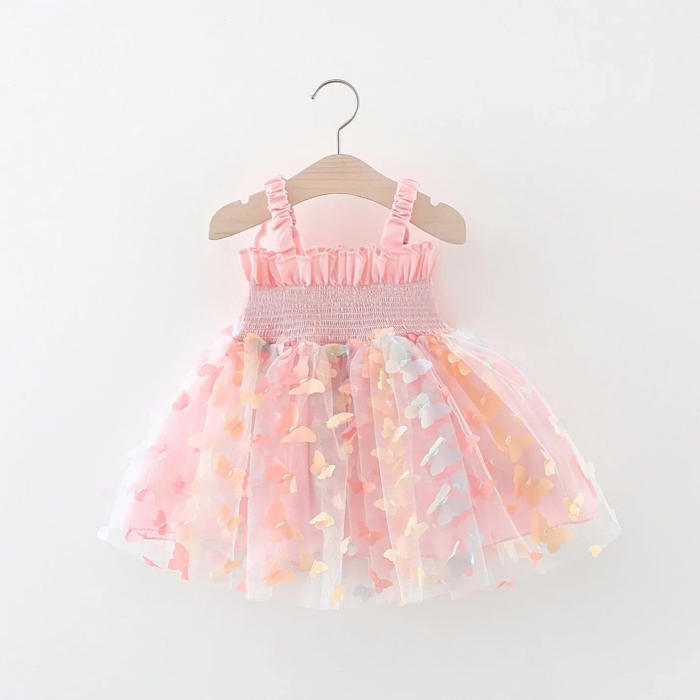 Vestido de malha de verão para bebê, vestido de princesa alada para crianças, linda flor, belas férias na praia, 0-3 anos