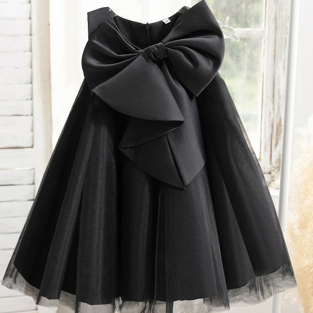 Vestido bonito da flor com arco grande, Vestido de festa de aniversário, Vestido de casamento, Lavando o vestido, Comunhão sagrada
