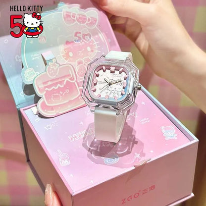 Sanrio Hello Kitty Joint Zgo Student Watch, Geléia de Silício, Quadrado, Impermeável, Night Light, Birthday Gift for Women, 50th Birthday