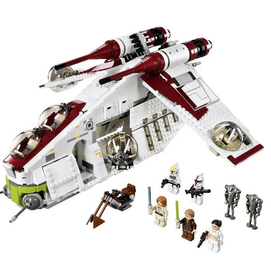 Miniso-Star Wars Building Blocks para Crianças, Bricks Toys, Plan Republic, Gunship, Presente de Aniversário, 75021, 1228pcs