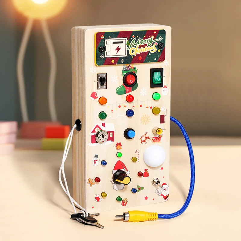 Crianças educação precoce brinquedos eletrônico led luz bebê sensorial ocupado placa montessori para a criança presentes de natal
