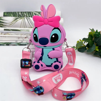 Disney-Lilo e Bolsa de Ombro Stitch para Crianças, Bolsa Silicone, Figura Anime dos Desenhos Animados, Acessórios Fashions, Bolsa Feminina, Presente