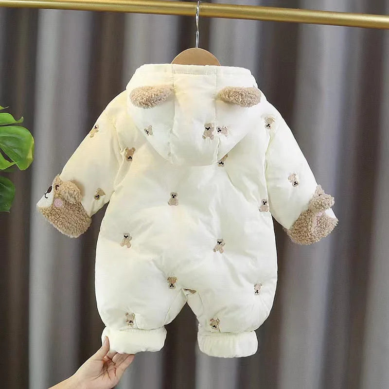 Macacão de algodão grosso recém-nascido Onesie infantil, macacão com capuz, roupas infantis, roupas de menino e menina, macacão de bebê, inverno