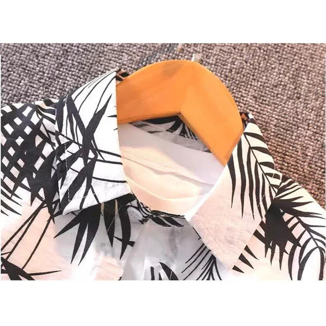 Conjunto de camisa e shorts de manga curta infantil, blusa de bebê, praia para meninos, verão