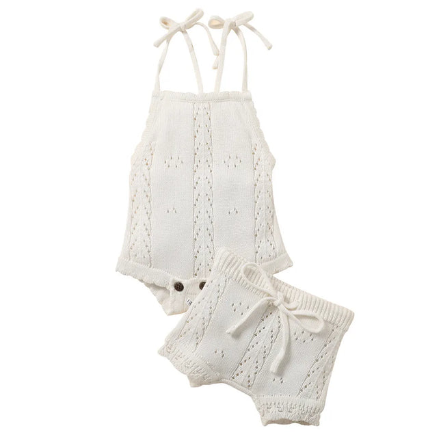 Conjunto Infantil Unissex 2 Peças – Macaquinho de Alça + Shorts com Cordinha
