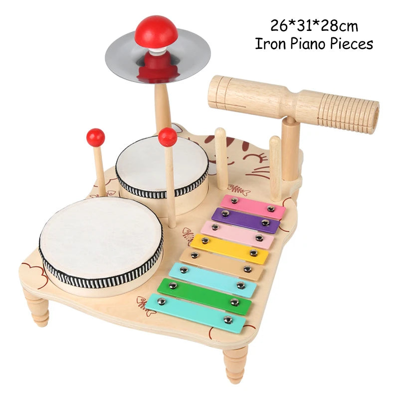 Tambor de madeira do bebê, Instrumento Musical, Brinquedos de percussão, Xilofone 8-Tone, Piano, Aprendizagem Paroquial, Ritmo Pré-Escolar, Brinquedo Educativo