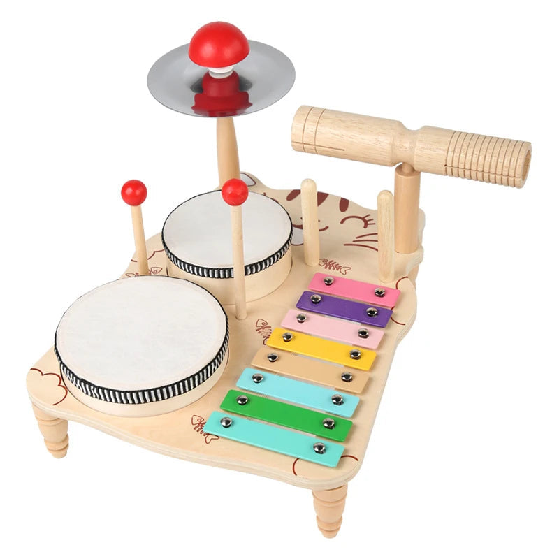 Tambor de madeira do bebê, Instrumento Musical, Brinquedos de percussão, Xilofone 8-Tone, Piano, Aprendizagem Paroquial, Ritmo Pré-Escolar, Brinquedo Educativo
