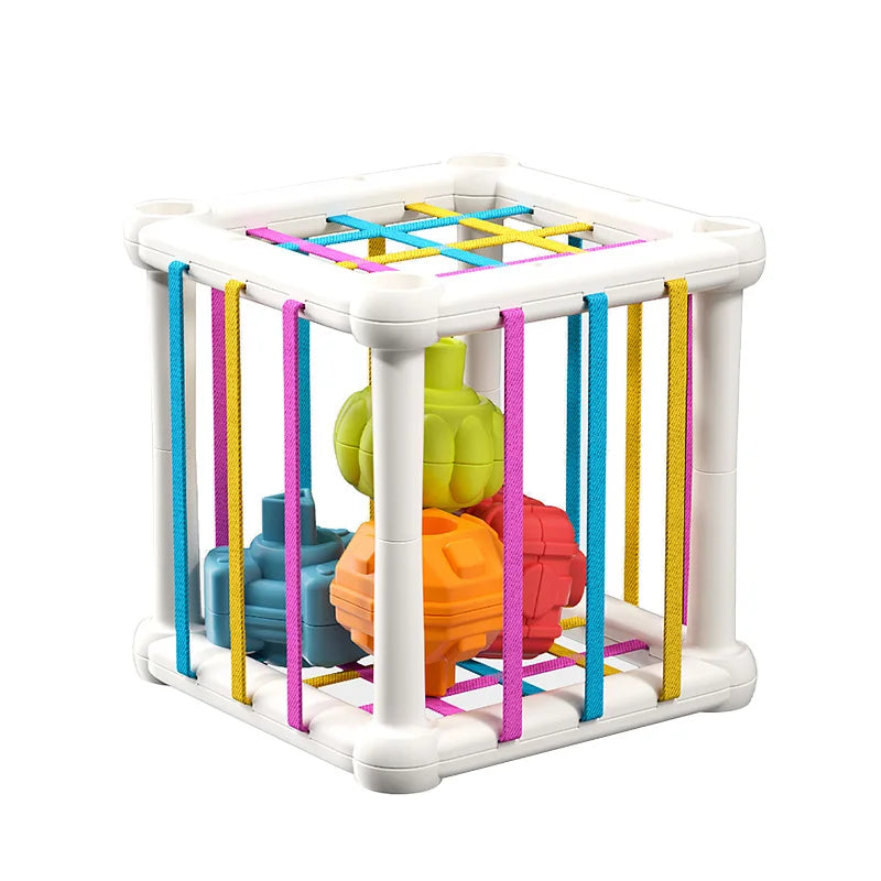 Blocos de classificação de cubo colorido para bebê, Bin sensorial, brinquedos educativos Montessori, jogo para menino e menina de 1 e 2 anos