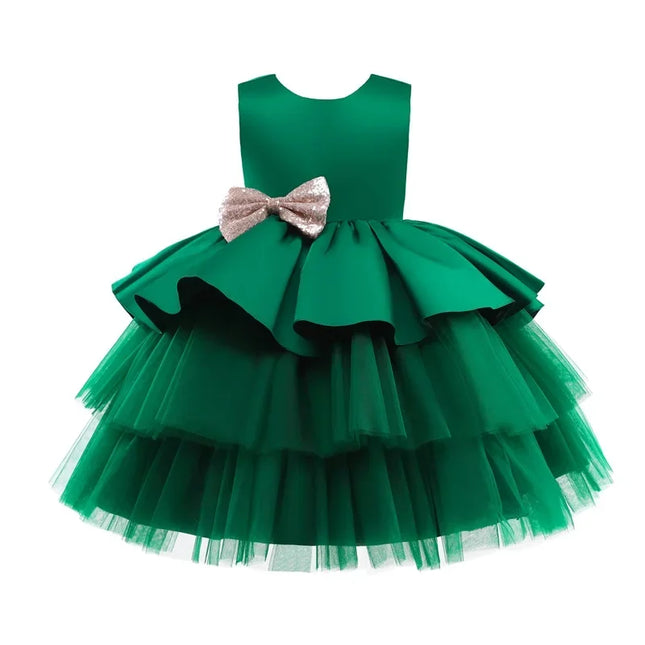 Vestido macio sem costas para meninas, Vestido de princesa para crianças, Bow Gown for Baby, Vestidos formais para crianças, Festa à noite, Casamento, Xmas Wear