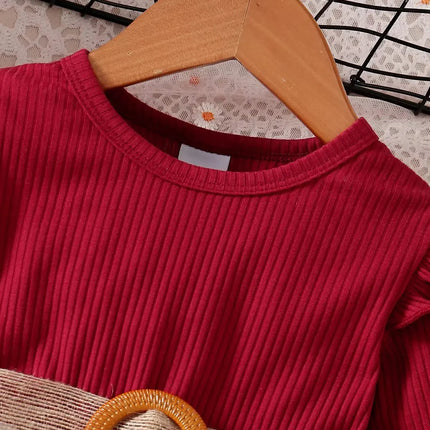 Saia de flor vermelha manga comprida feminina, vestido de ano novo, aniversário, roupa de festa de casamento, outono, 1-7 anos