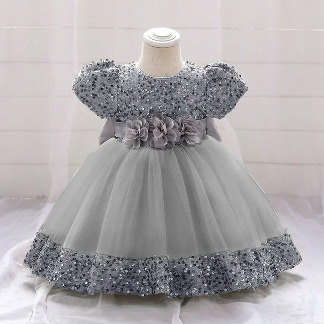 Vestido de Princesa Lantejoula Baby Girls, Vestidos de Festa Infantil, Batismo, Casamento, 1 Ano Aniversário, Vestido De Noiva De Renda