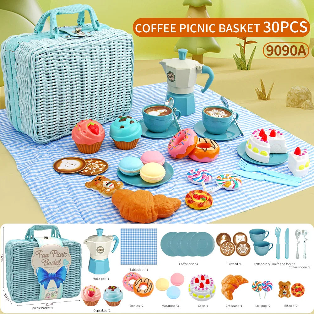 Pretend Play Kitchen Food Set For Girls, Chá da Tarde, Simulação, Sobremesa, Lanche, Café, Jogos de Festa, Casa, Brinquedos Infantis, Piquenique